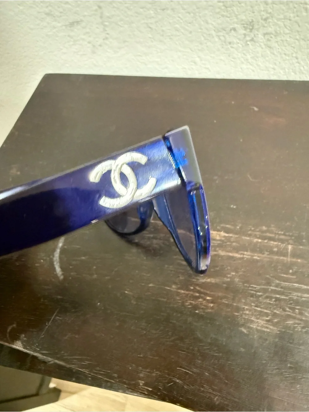 CHANEL Men’s Navy Blue Sunglasses with Silver CC Logo